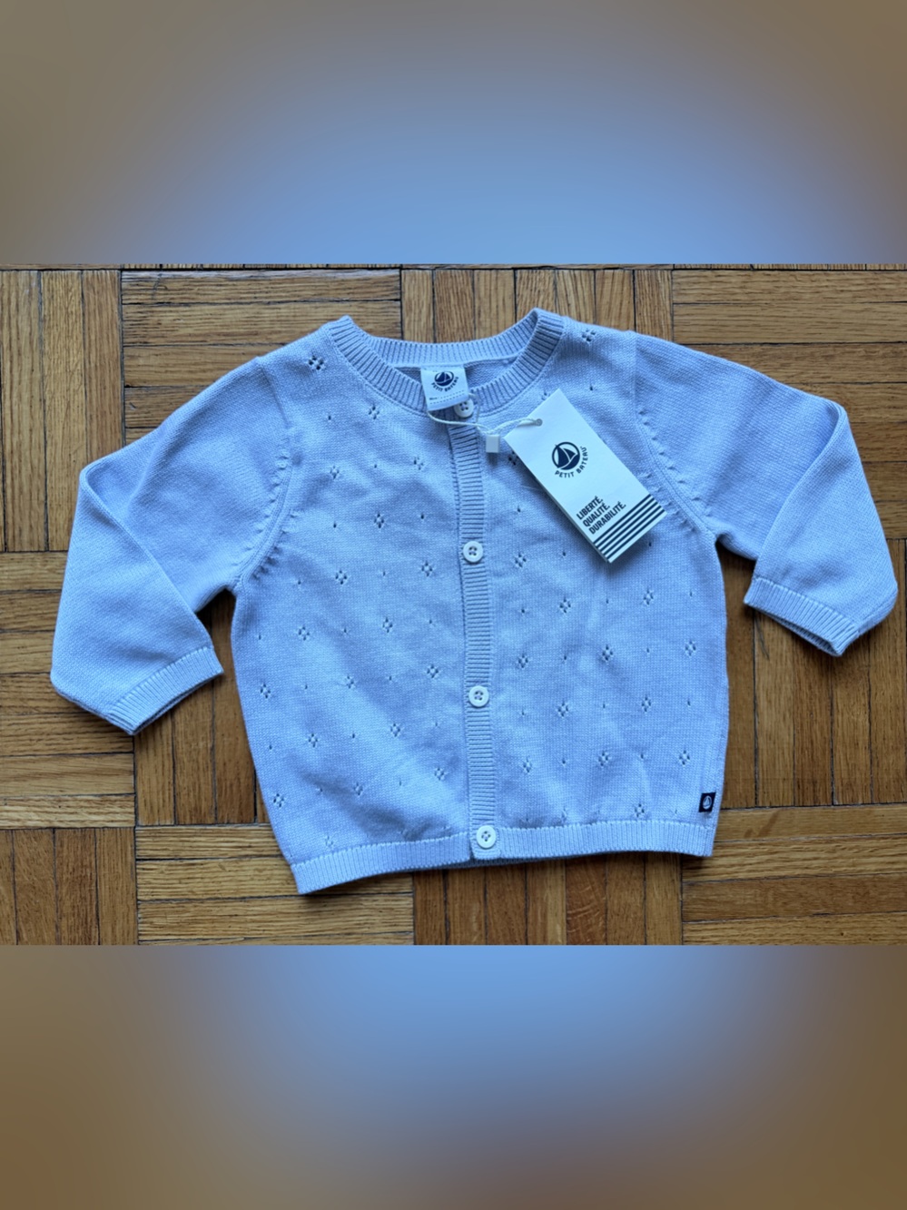 Petit Bateau Lavender Baby Button-Front Cardigan NWT